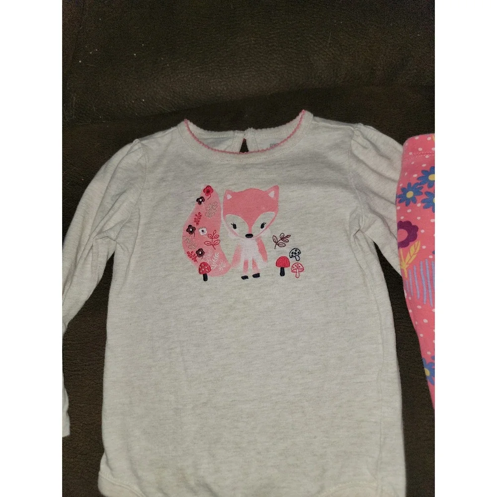 Gymboree layette line fox floral bodysuit‎ and pants 18 24 months